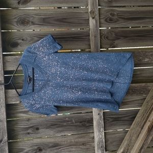 Rock and Republic v-neck high low t-shirt with bleach splatter design